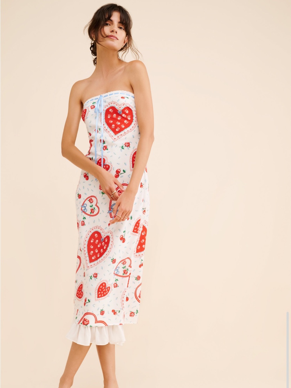For Love & Lemons Daisy Mae Ruffle Midi Dress NWOT